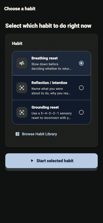 Choose a habit for a Habit Protector rule